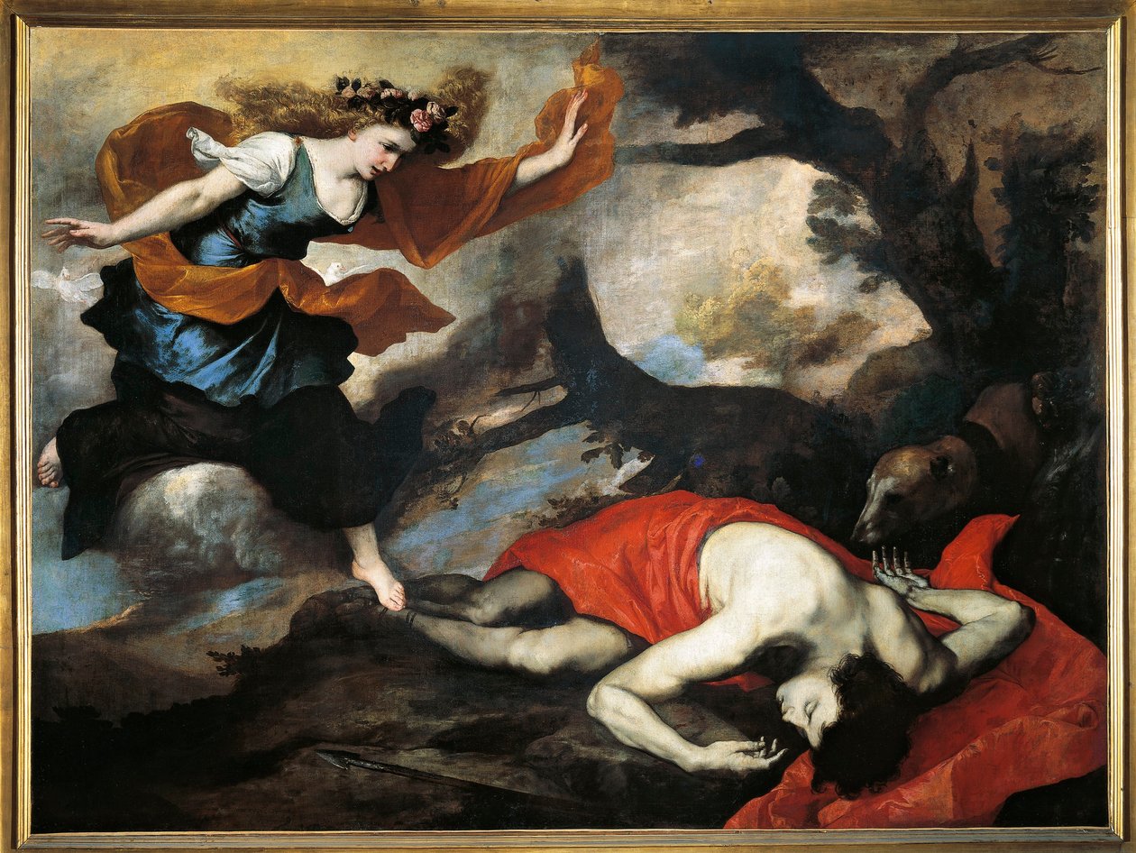 Venus og Adonis (olje på lerret) av Jusepe de Ribera
