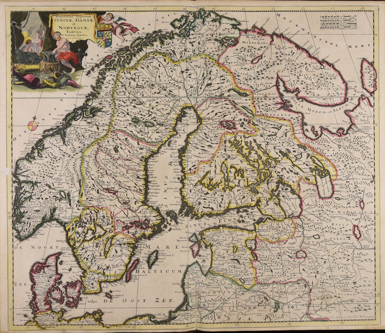 Et mest nøyaktig kart over kongedømmene i Sverige, Danmark og Norge av Justus Danckerts