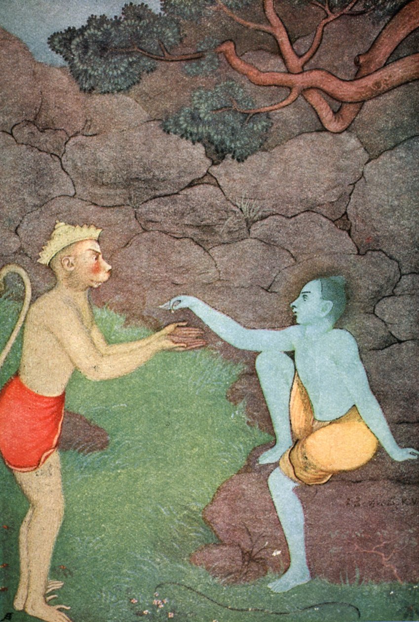 Rama sendte signetringen sin til Sita, 1913. av K Venkatappa
