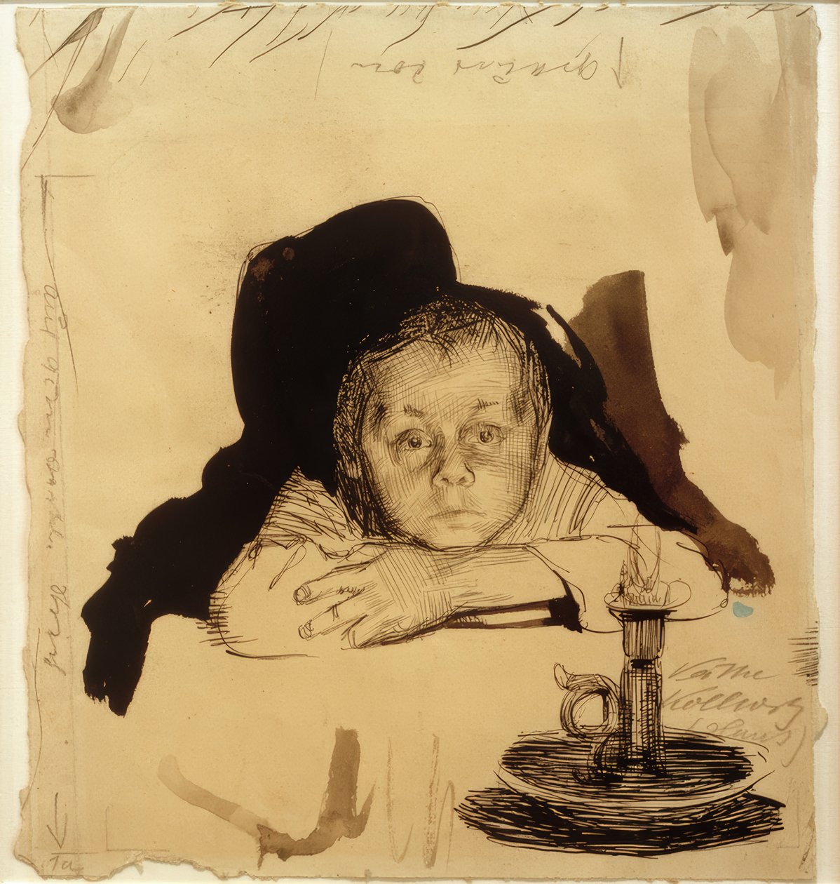 Hans Kollwitz med et lys av Käthe Kollwitz