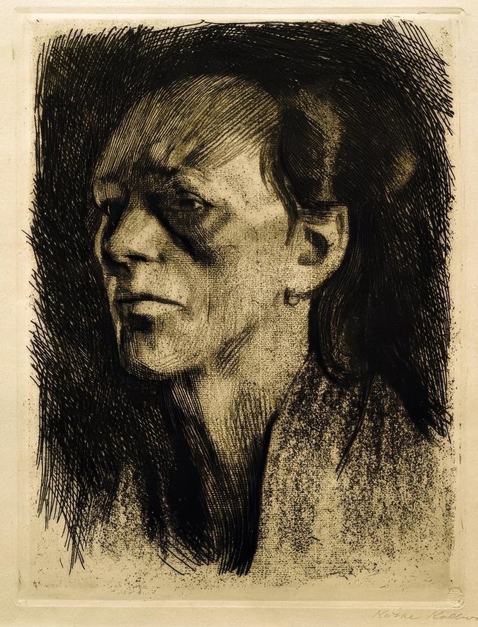 Arbeiderkvinne (med øreringen) av Käthe Kollwitz