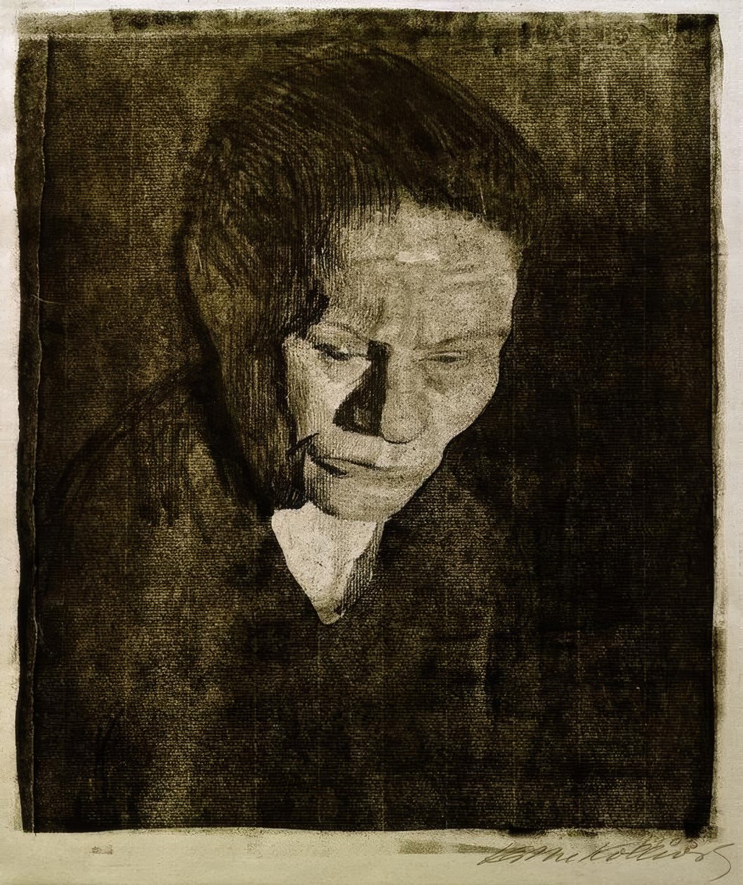 Senket kvinnehode av Käthe Kollwitz