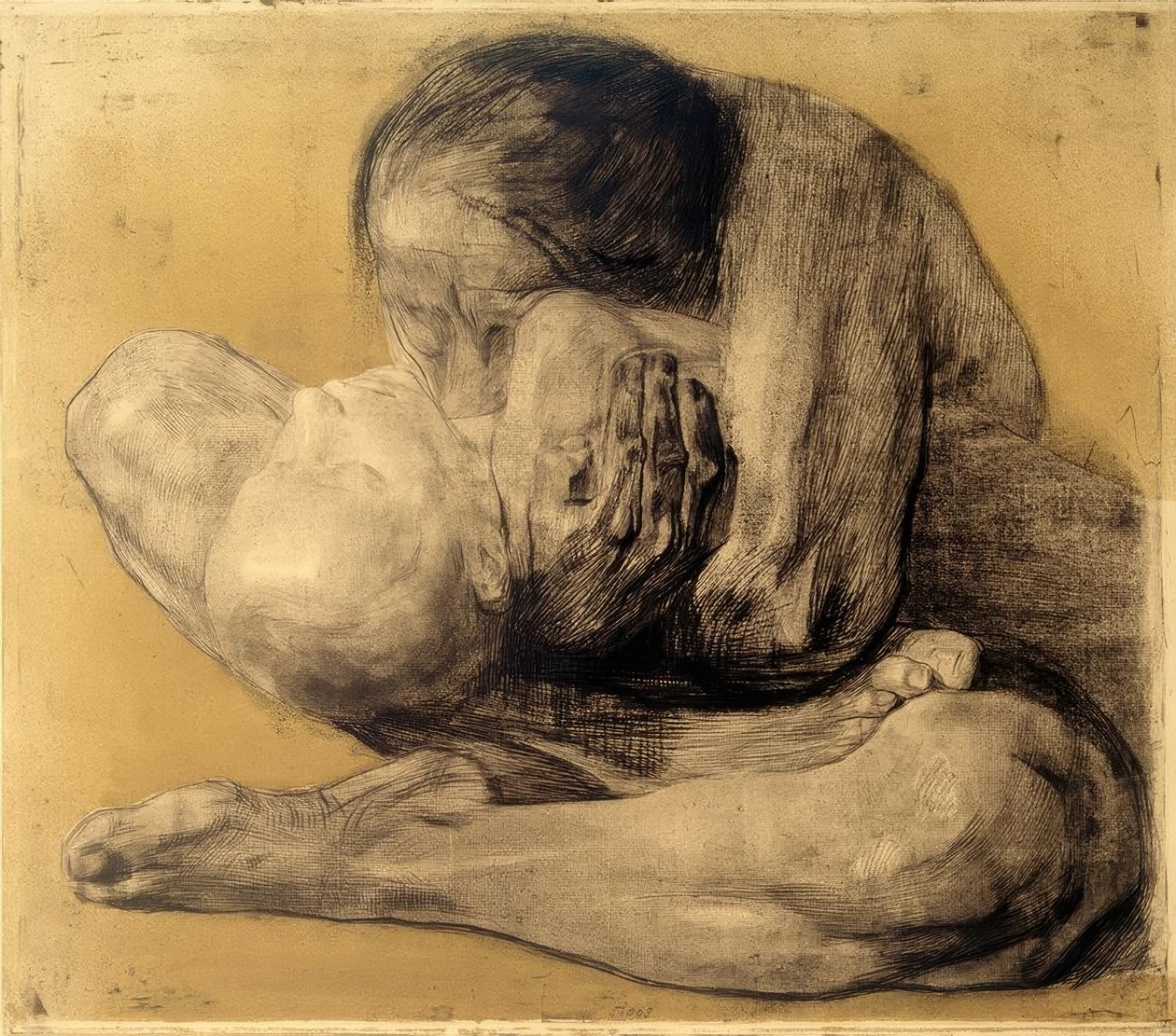 Käthe Kollwitz, kvinne med dødt barn / 1903 av Käthe Kollwitz