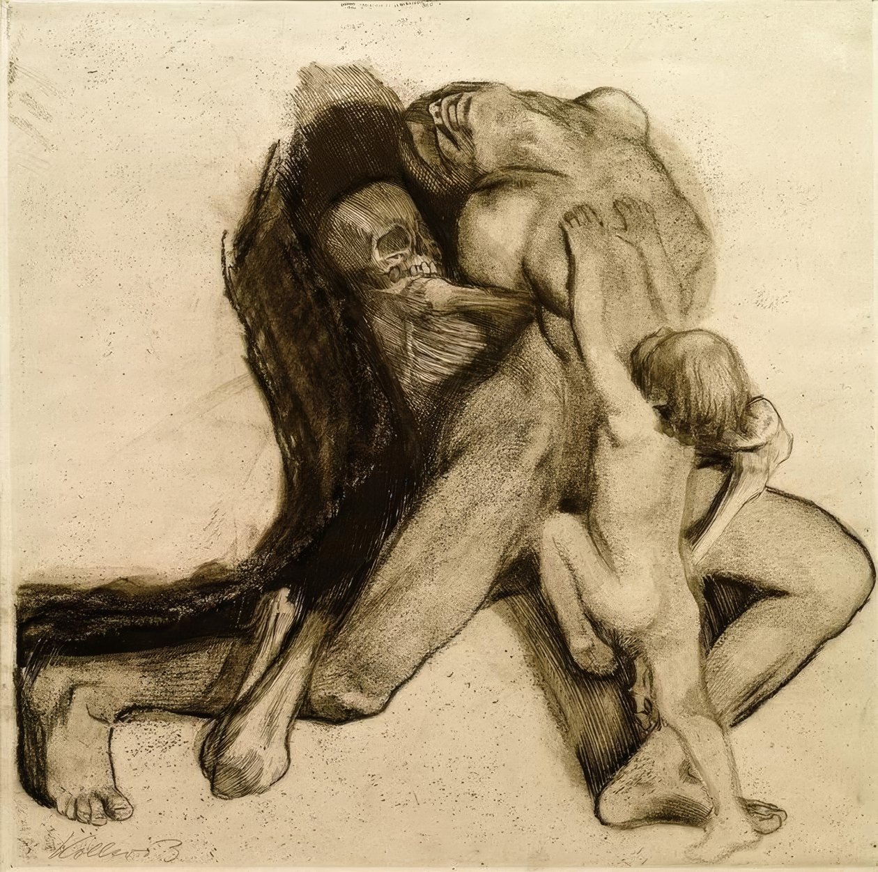 Død og kone av Käthe Kollwitz
