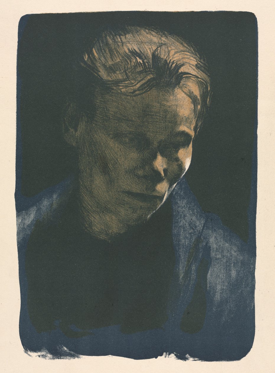 Arbeidende kvinne med blått sjal av Käthe Kollwitz