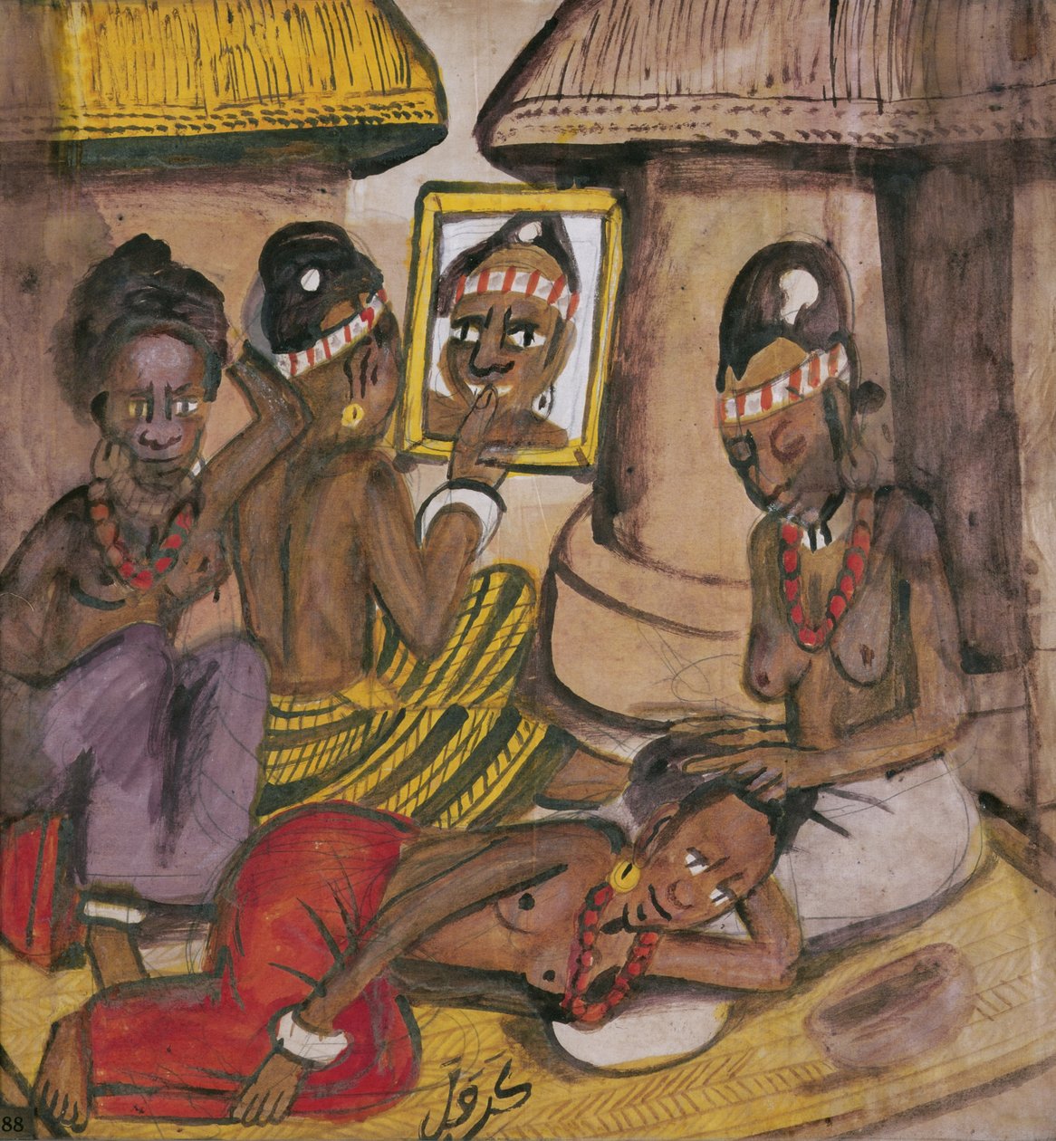 Mali kvinner, ca. 1929 (olje på lin) av Kalifala Sidibe