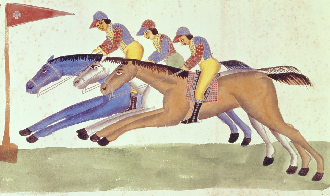 Hesteveddeløp i Bengal, ca. 1830 av Kalighat School