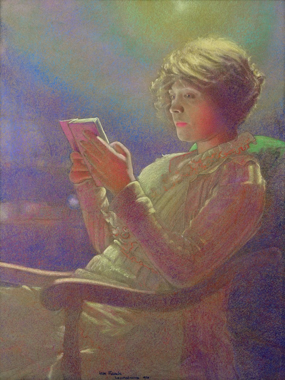 Woman Reading, 1921 (pastell på papir) av Kamir Kaufman