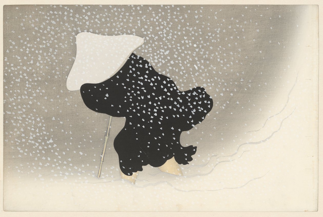 Swirling snow, 1909 (treblokktrykk) av Kamisaka Sekka