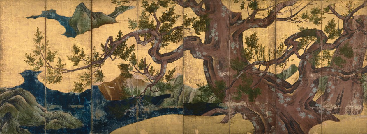 Cypress Trees av Kano Eitoku
