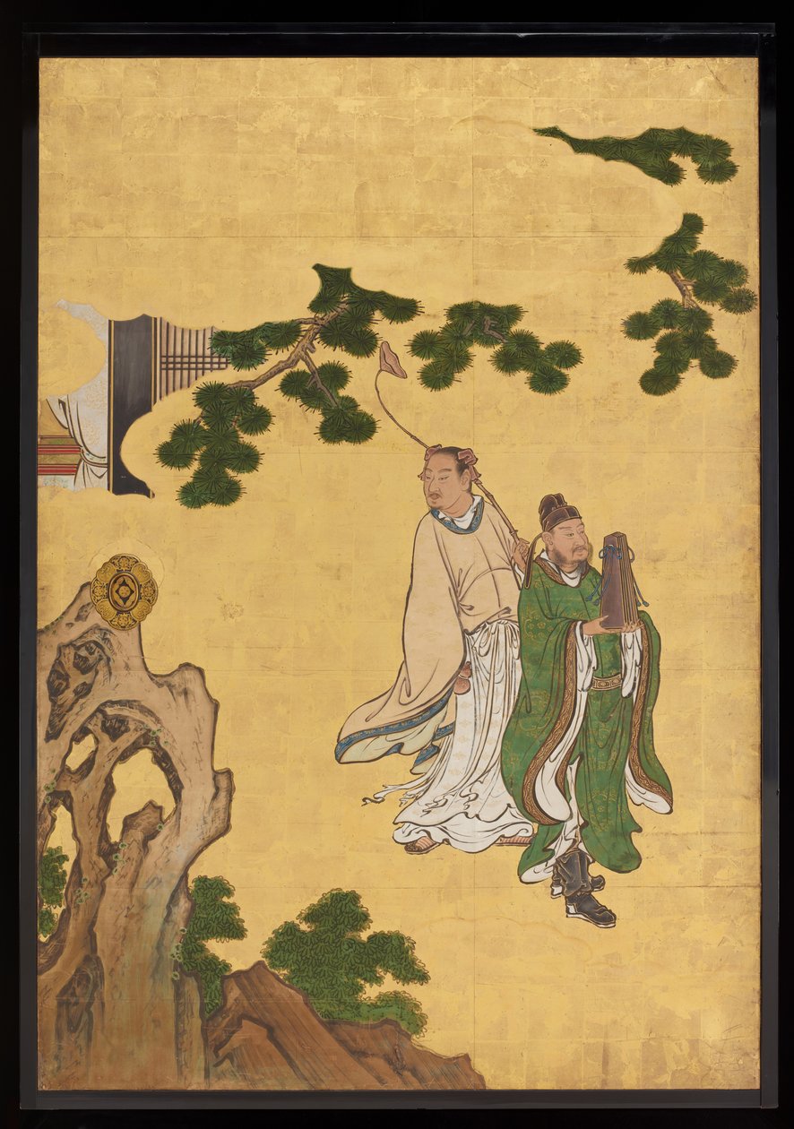 Taoist Immortals, ca. 1647 (blekk, farger og gull på papir) av Kano Sansetsu