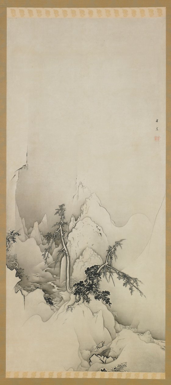 Vinterlandskap: en kløft, Meiji-tiden, 1883. av Kano Hogai