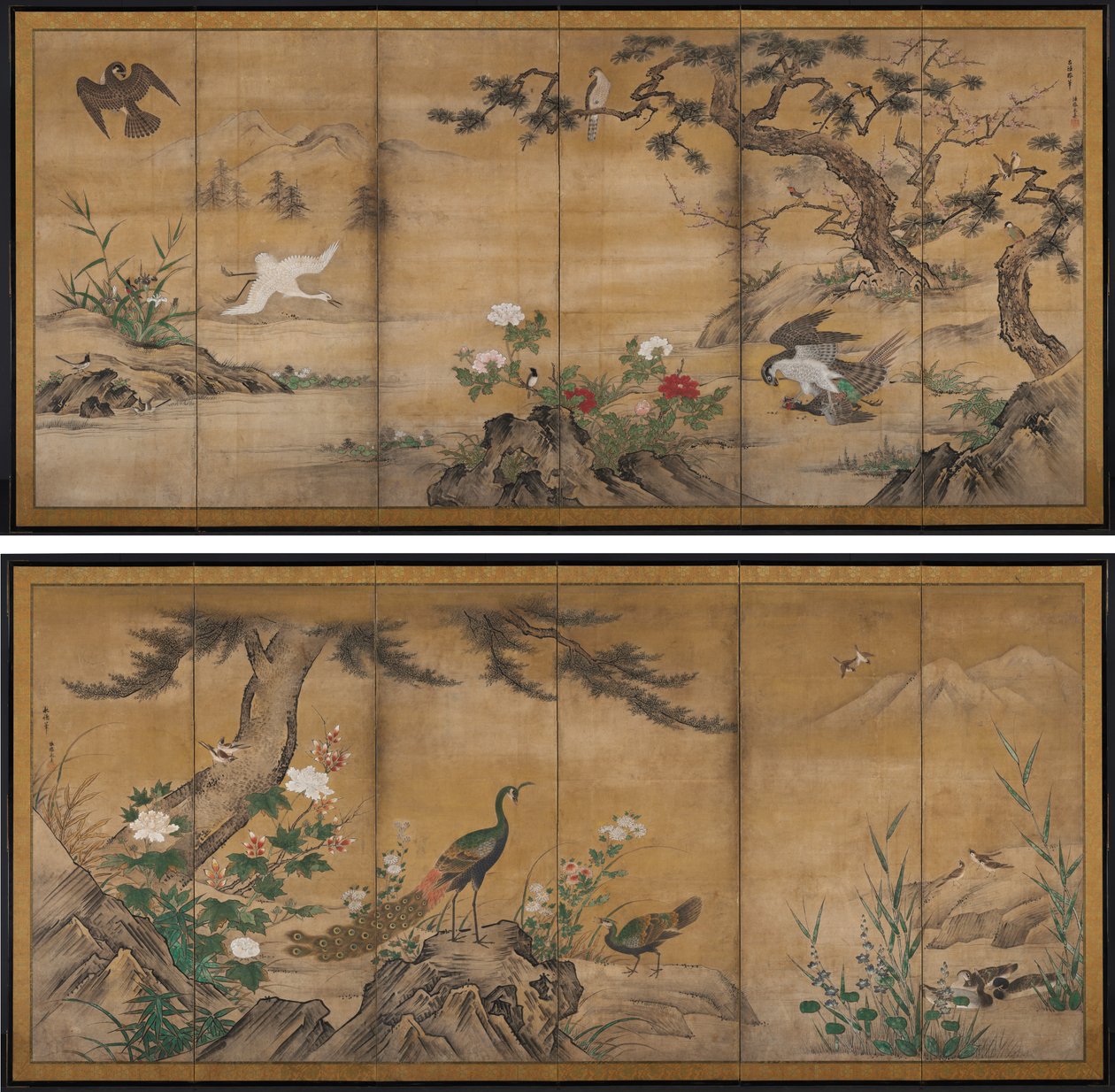 Fugler og blomster av Kano Mitsunobu