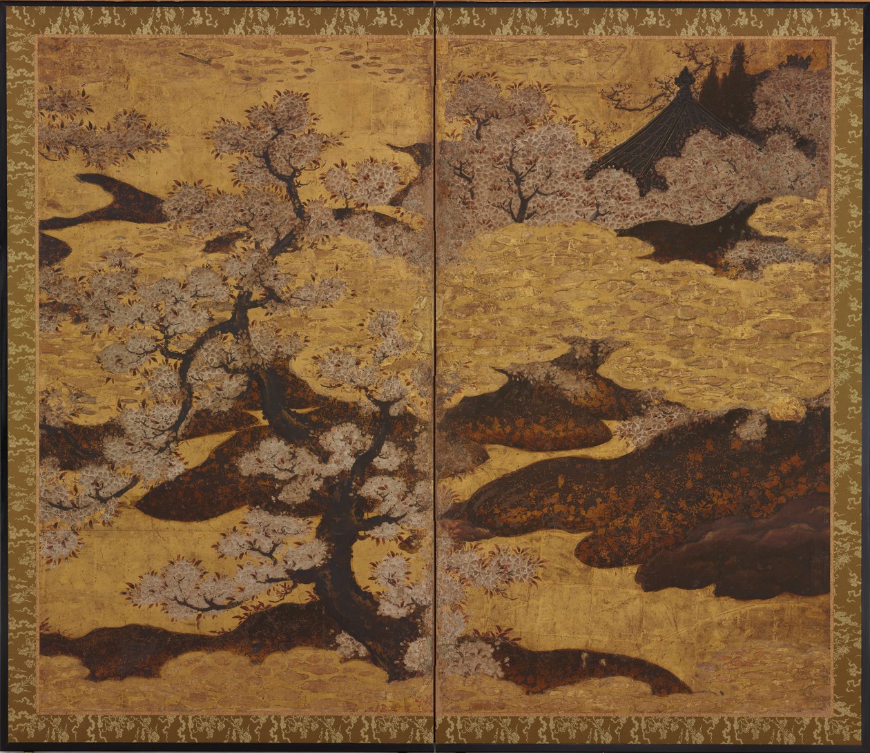 Blomstrende kirsebærtrær, Edo-perioden, ca.1580-1635. av Kano Sanraku