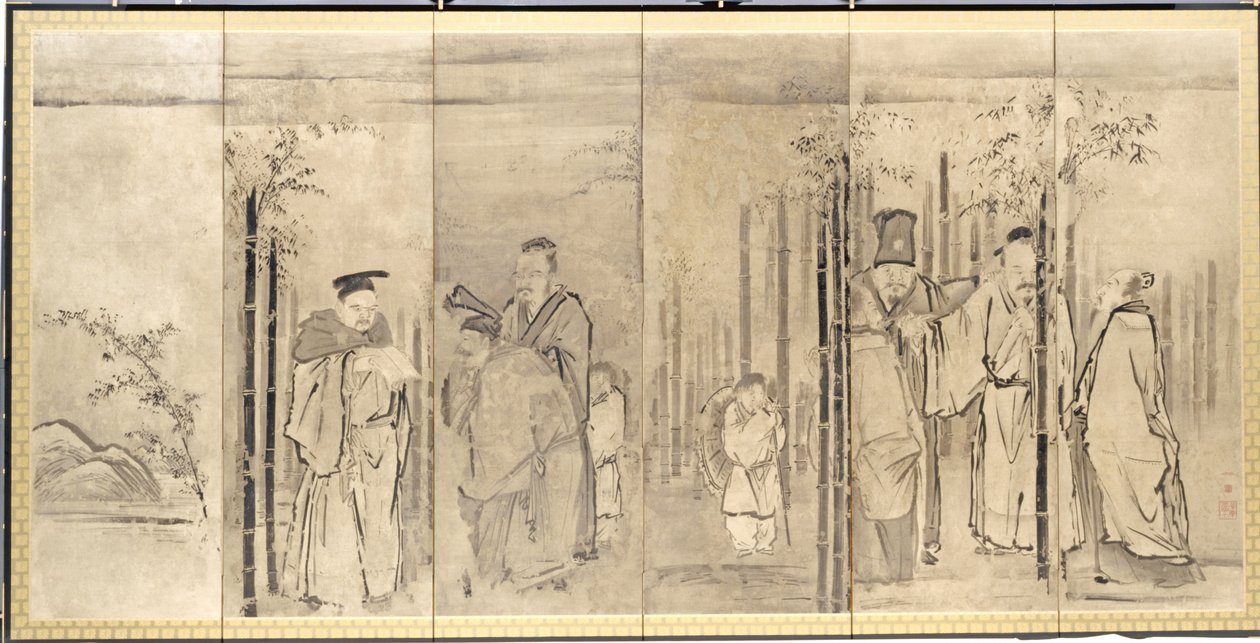 Seven Sages of the Bamboo Grove, 1600-tallet. av Kanō Tan’yū