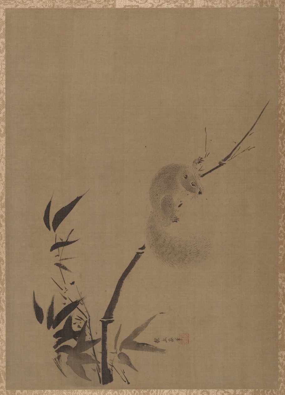 Ekorn på bambus, ca. 1650. av Kanō Tan’yū