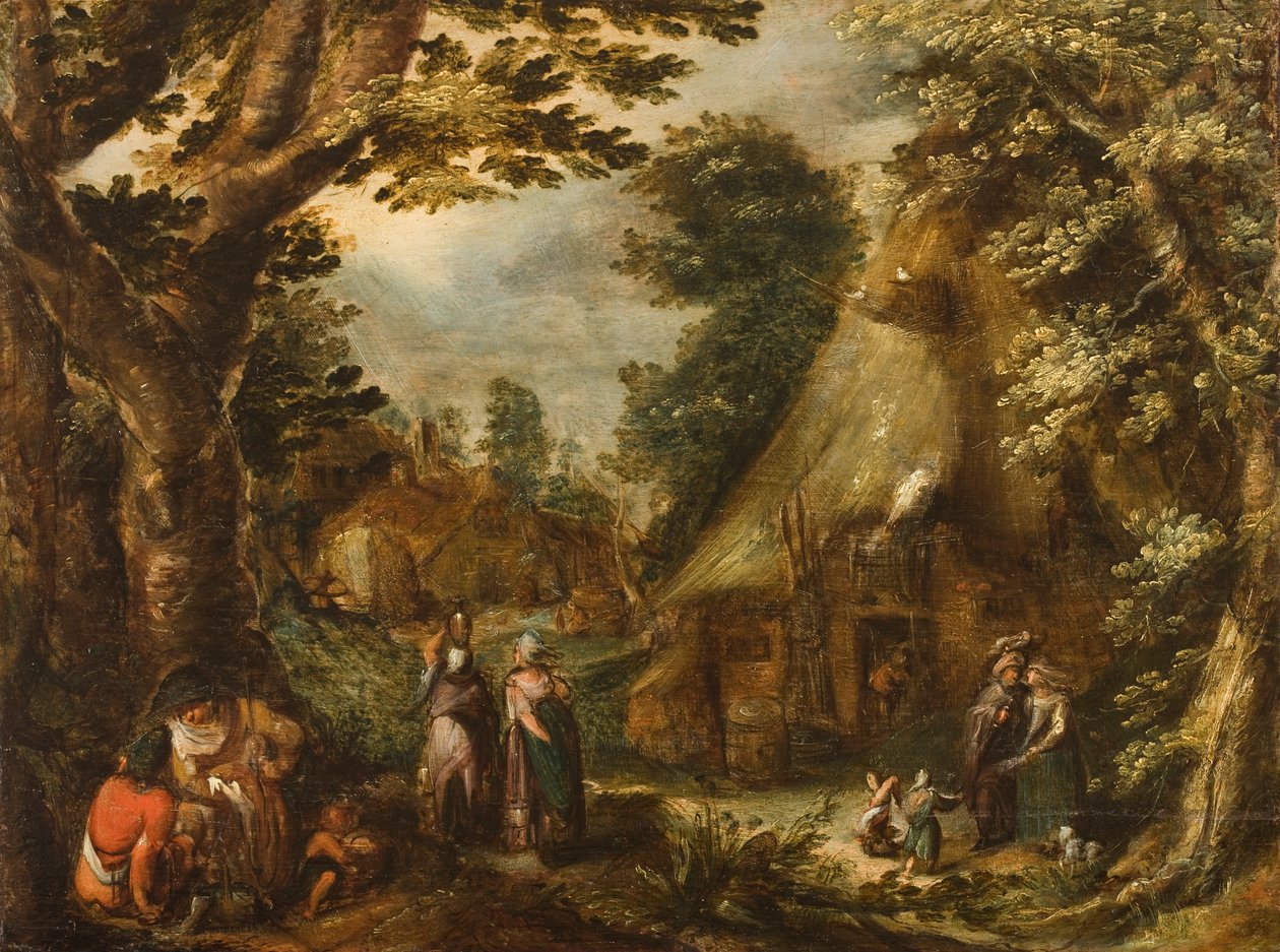 Rustikk landskap, 1590-tallet (olje på eikepanel) av Karel Van Mander