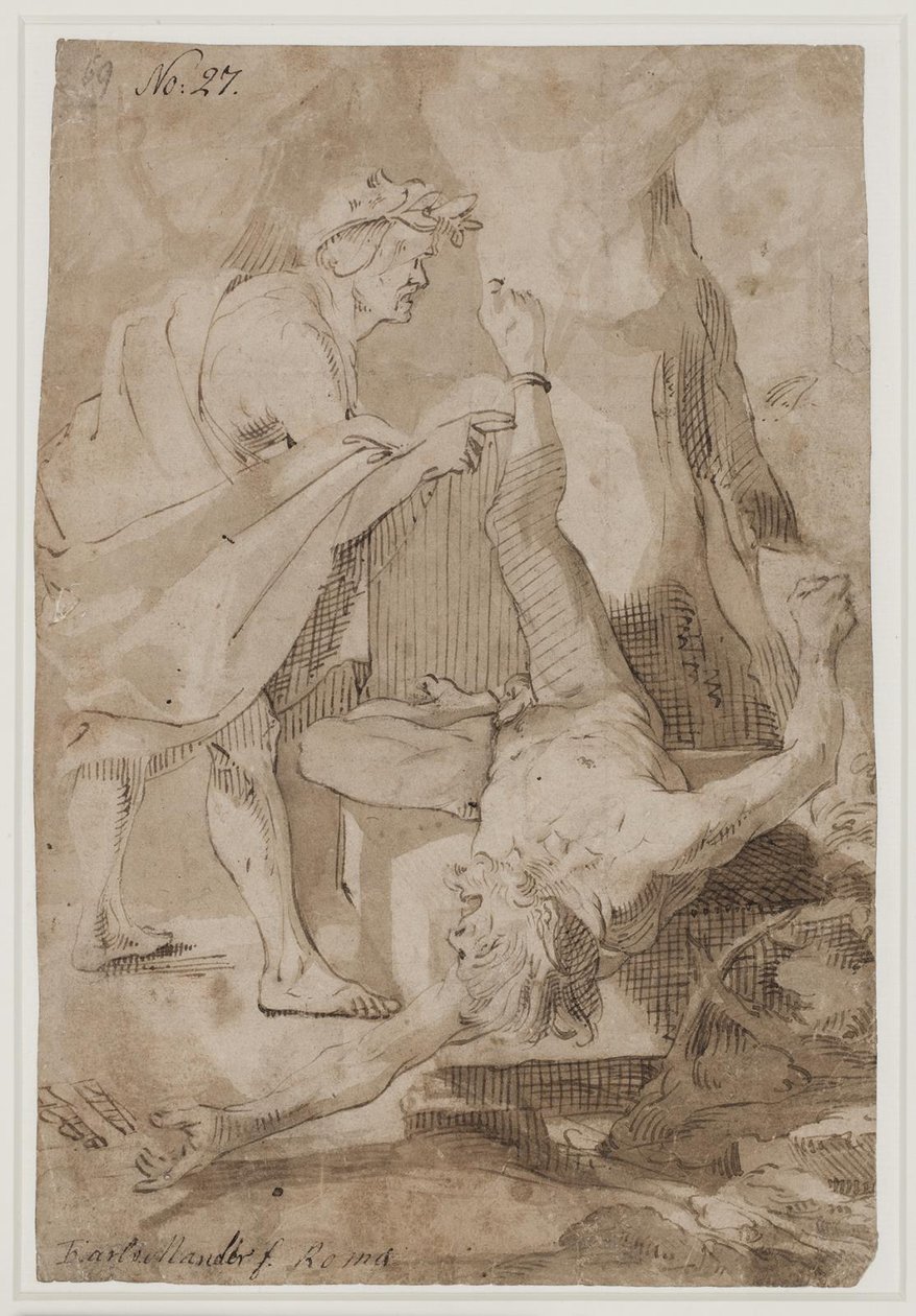 Apollo skinner Marsyas av Karel van III Mander