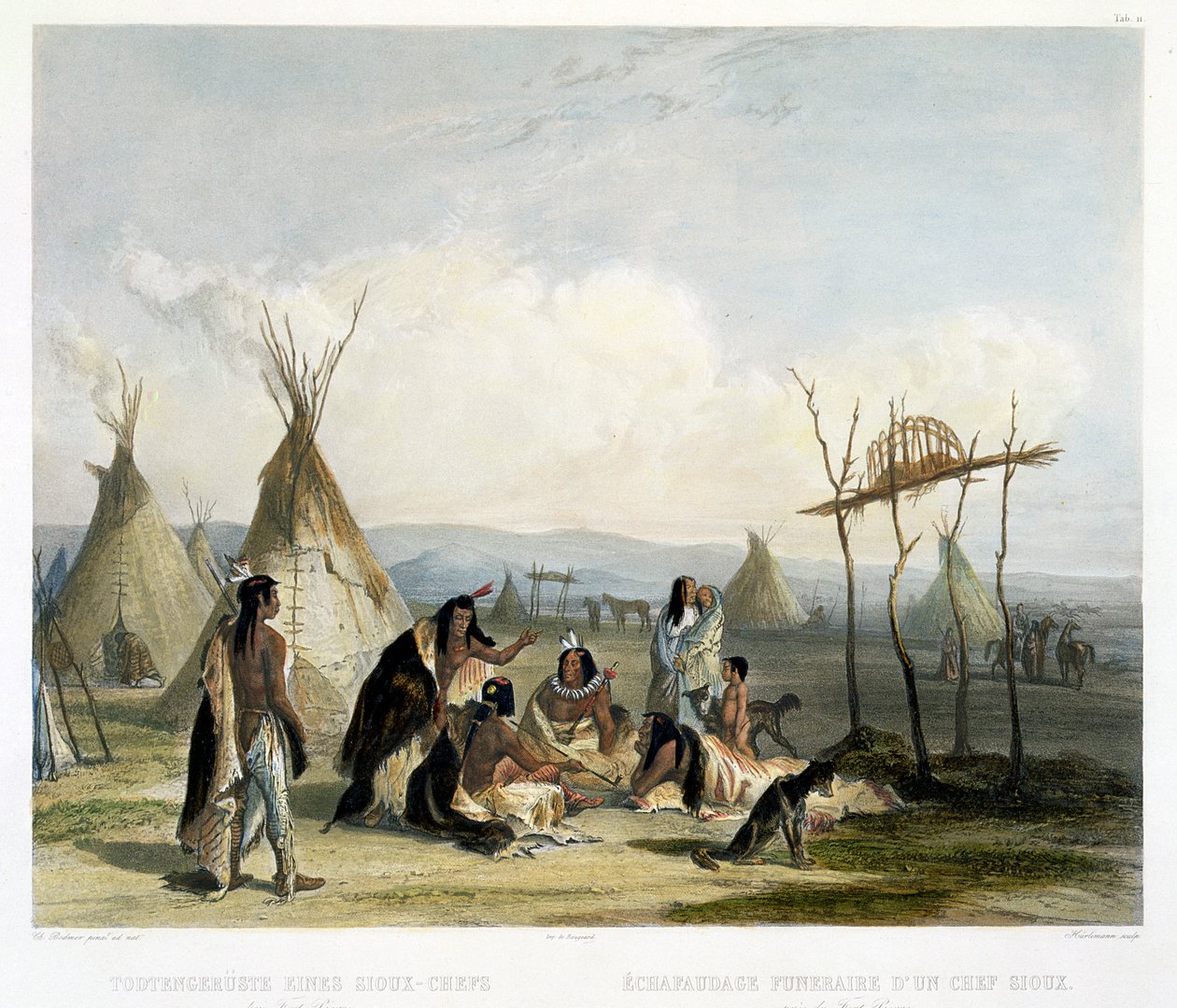 Begravelsesstillas til en sioux-sjef nær Fort Pierre, plate 11 fra bind 2 av 