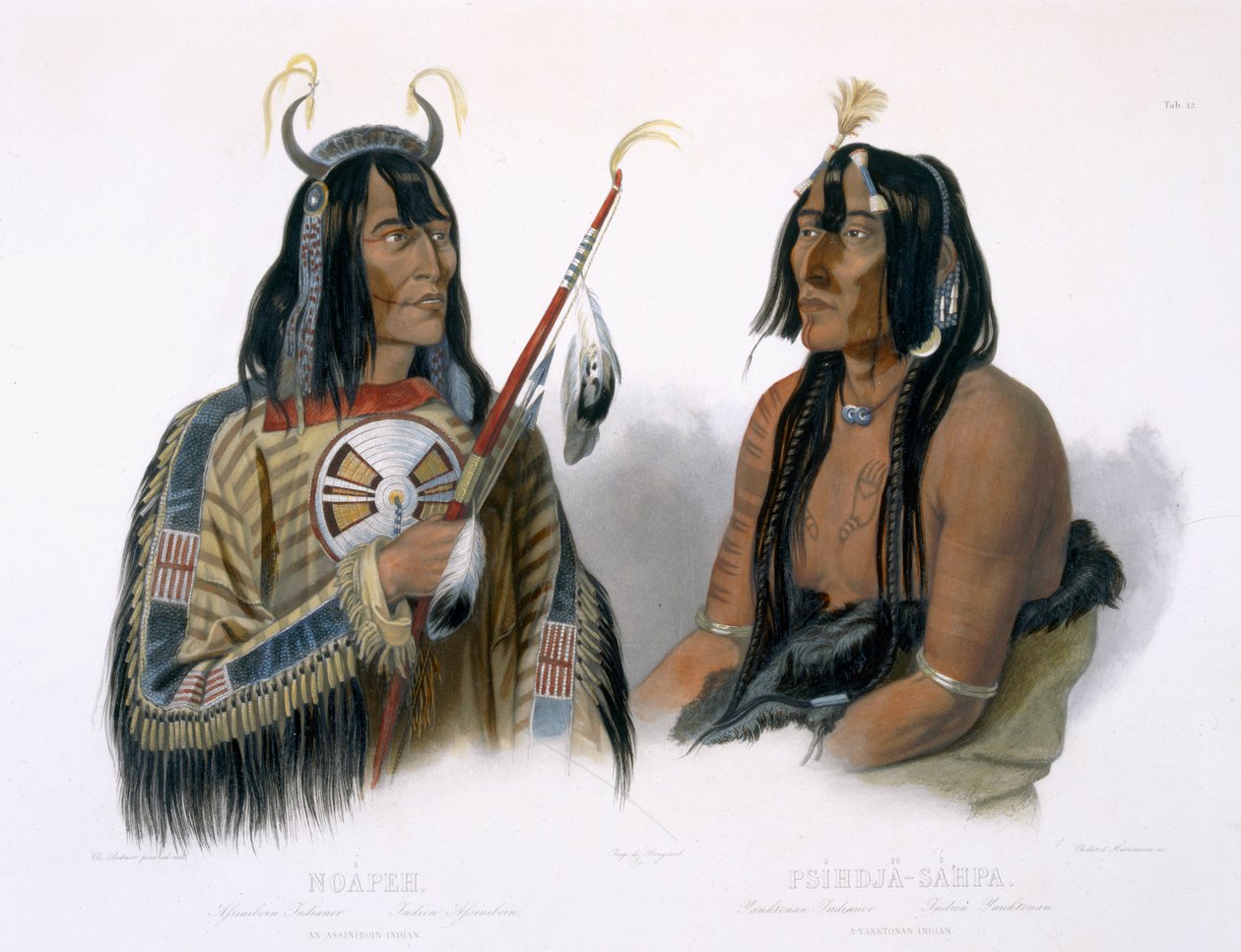 Noapeh, en Assiniboin-indianer og Psihdja-Sahpa, en Yanktonan-indianer, plate 12 fra bind 2 av 
