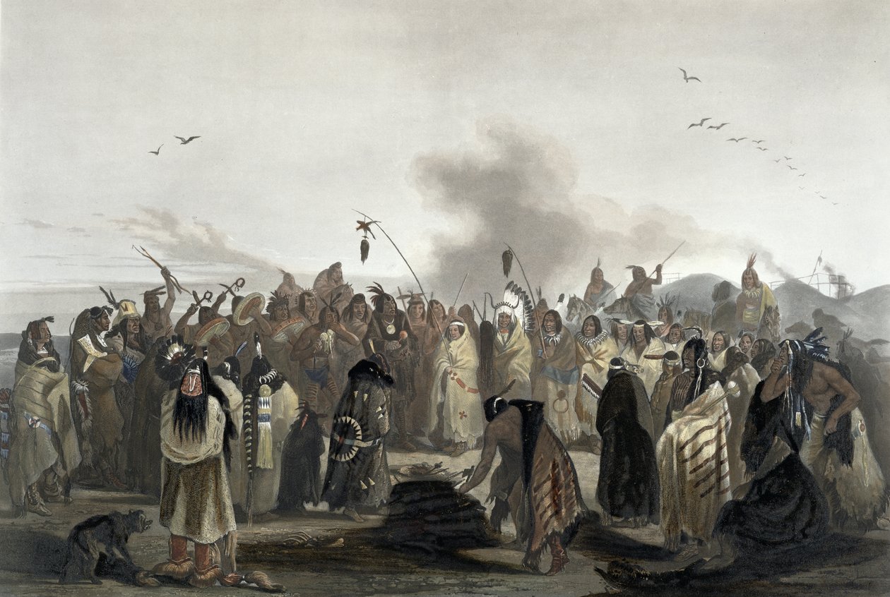 Scalp Dance of the Minatarres, plate 27 fra bind 2 av `Travels in the Interior of North America