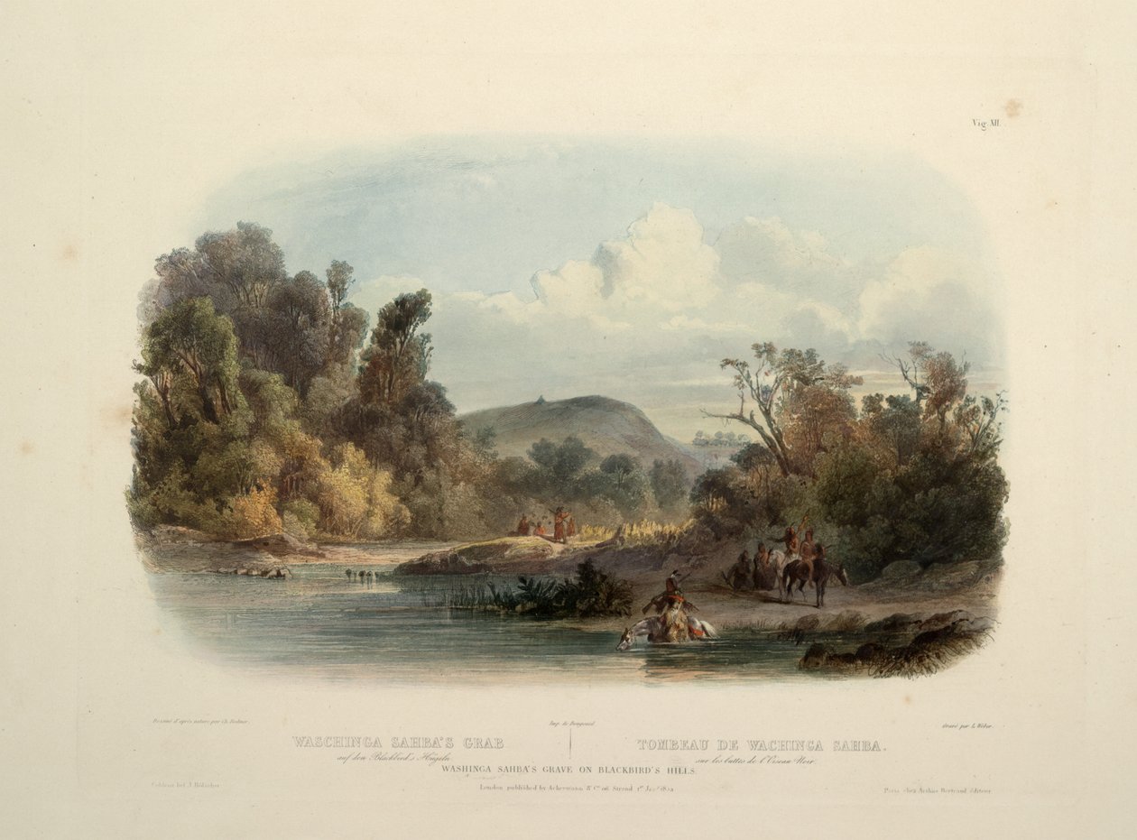 Washinga Sabas grav på Blackbirds -åsen av Karl Bodmer