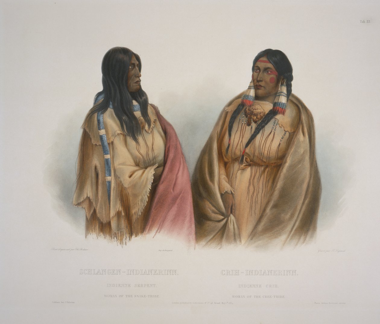 Woman of the Snake-Tribe, Woman of the Cree-Tribe av Karl Bodmer