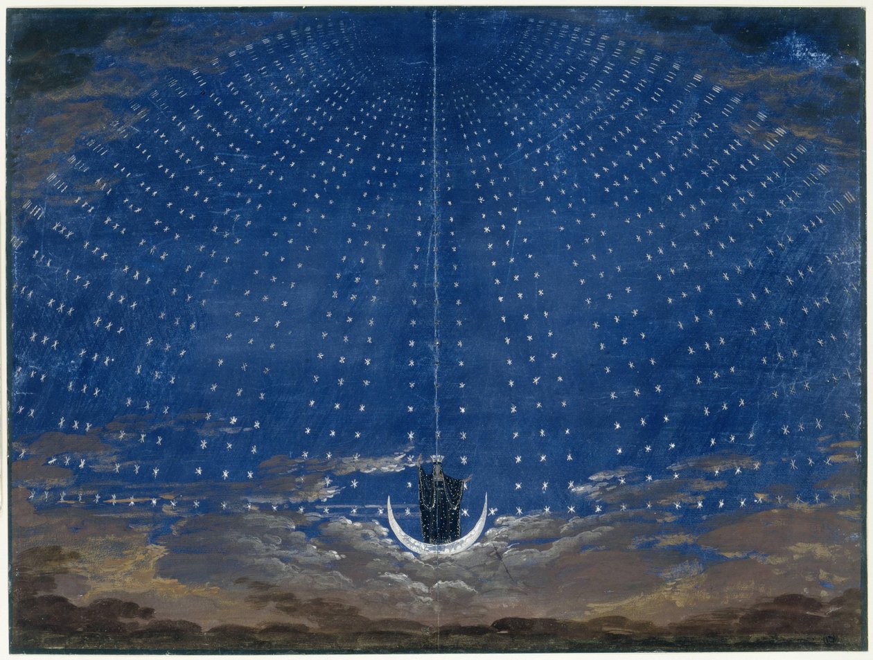 Scenesett for Queen of the Night (i Mozarts tryllefløyte) av Karl Friedrich Schinkel