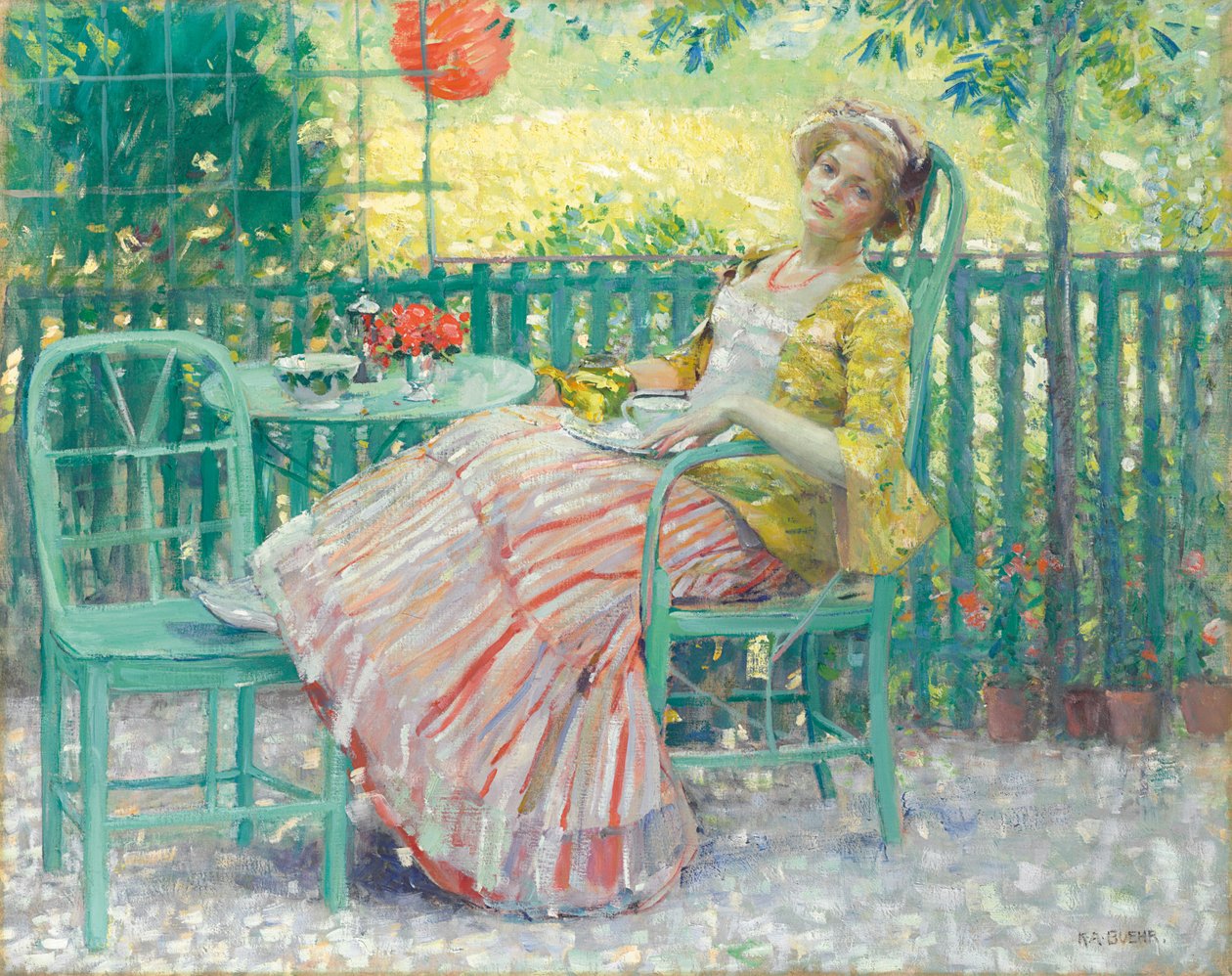On the Terrace (olje på lerret) av Karl Albert Buehr