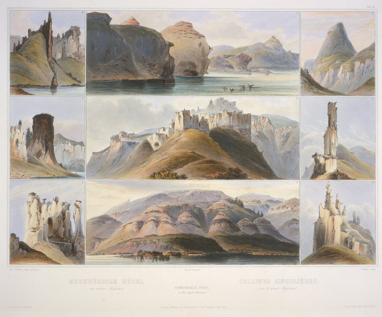 Bemerkelsesverdige Hills på Upper Missouri av Karl Bodmer