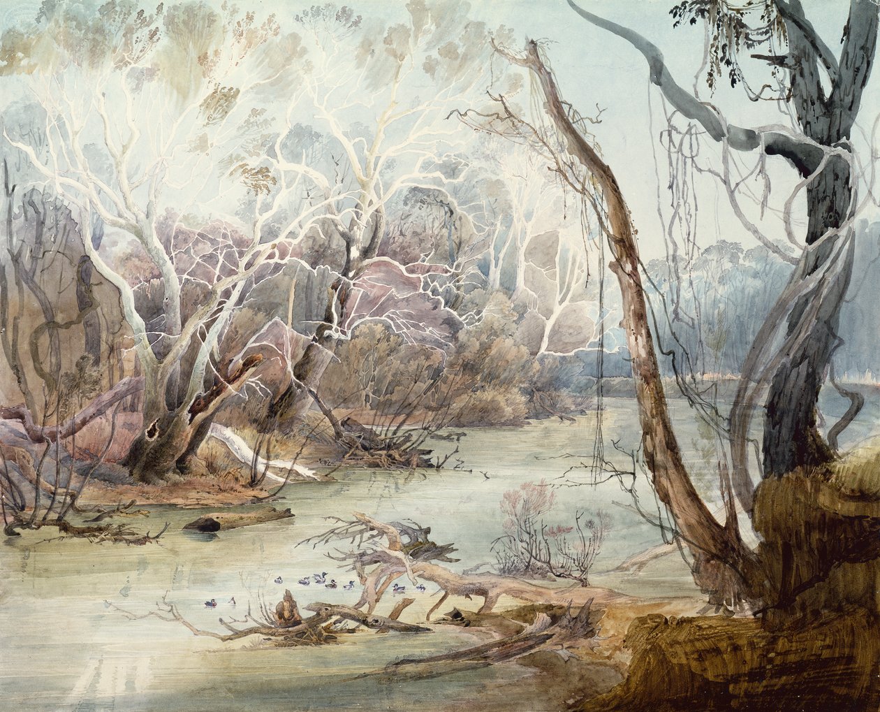 Fox River nær New Harmony, Indiana av Karl Bodmer