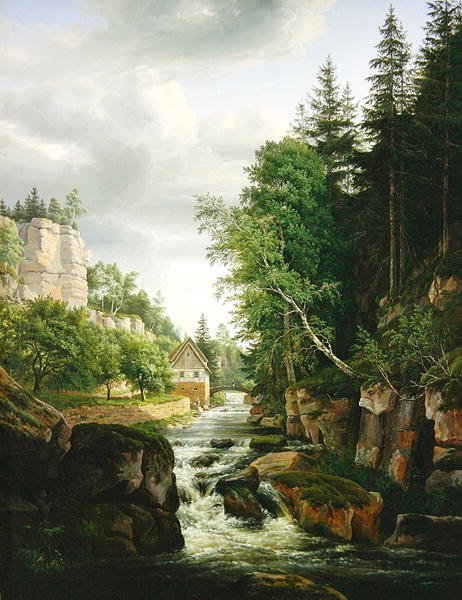 Mølle i Muehle-dalen, Liebenthal av Karl Christian Sparmann