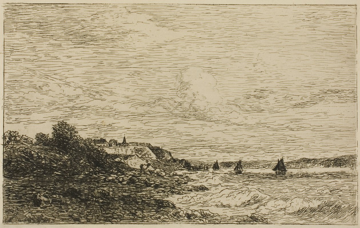 Seinen før Honfleur av Karl Daubigny