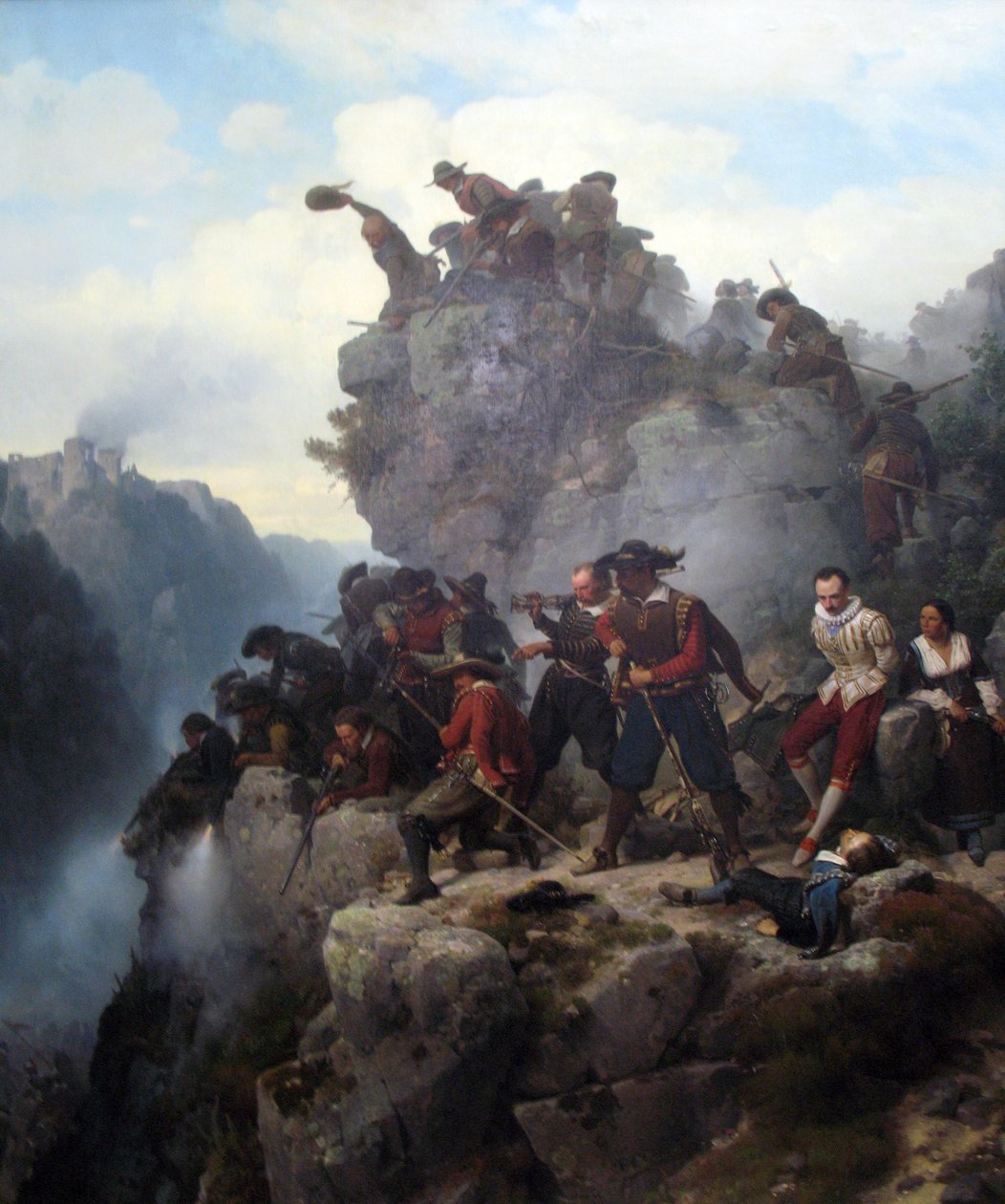 Riflemen som forsvarer en pasning av Carl Friedrich Lessing