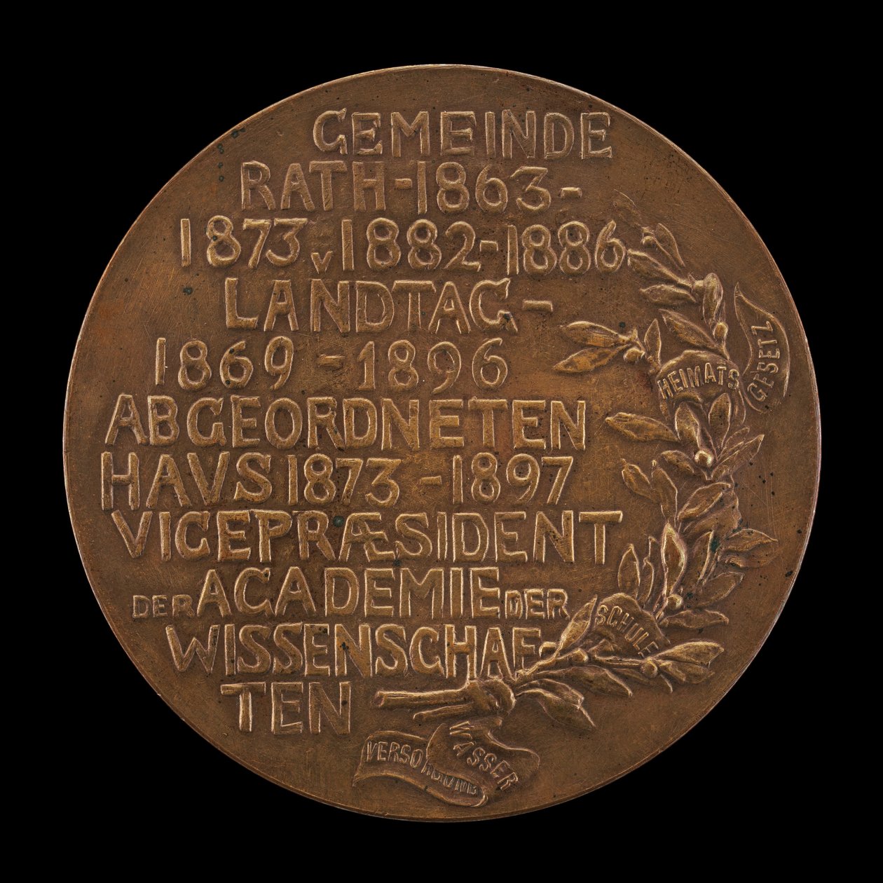 Inskripsjon [revers], 1897. av Karl Gindra