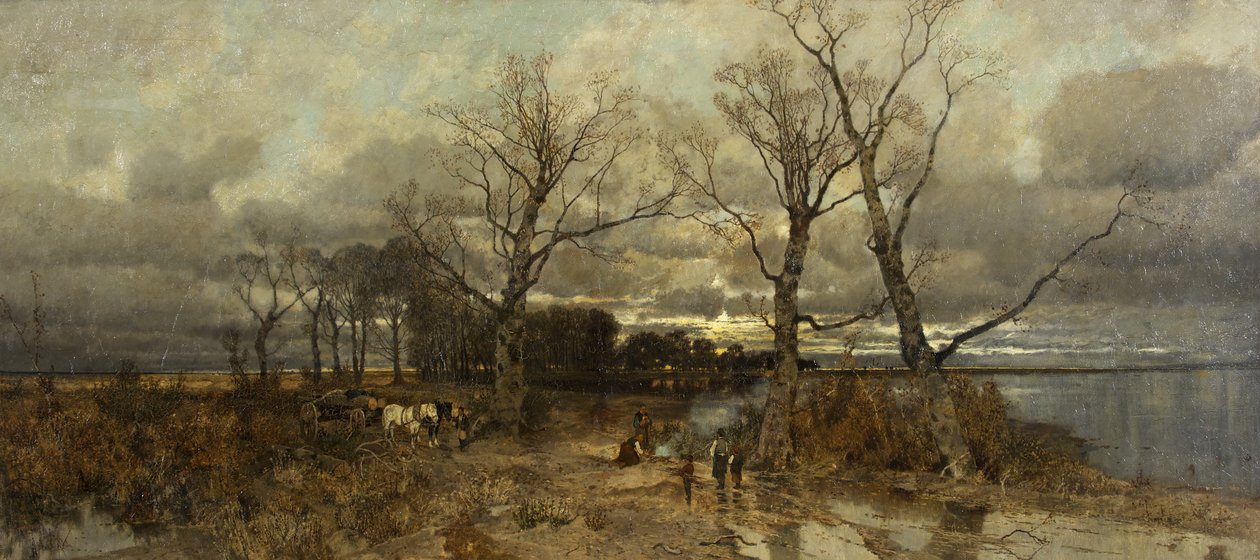 Scene i Holland, ca. 1885-90 (olje på lerret) av Karl Heffner