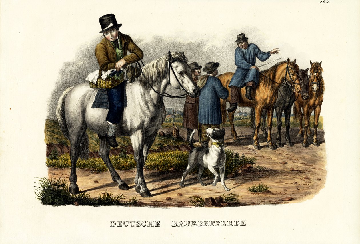 Tyske gårdshester, 1824 av Karl Joseph Brodtmann