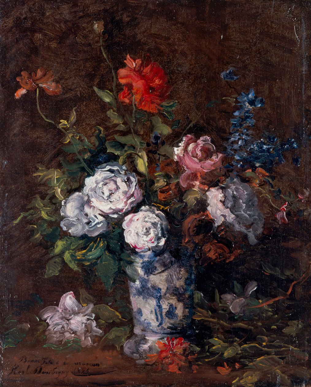 En haug med blomster av Karl Pierre Daubigny