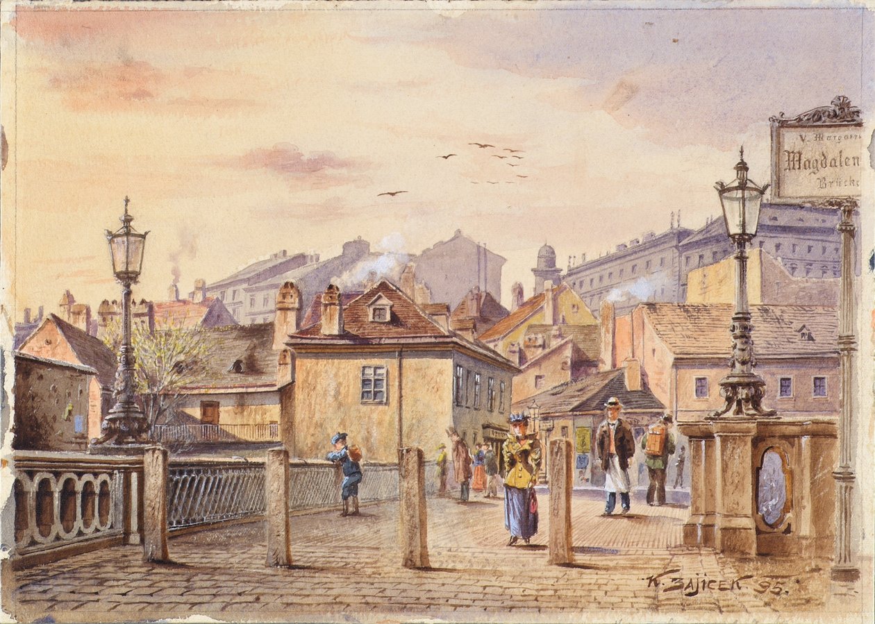 Magdalenebroen over Wien-elven av Karl Wenzel Zajicek