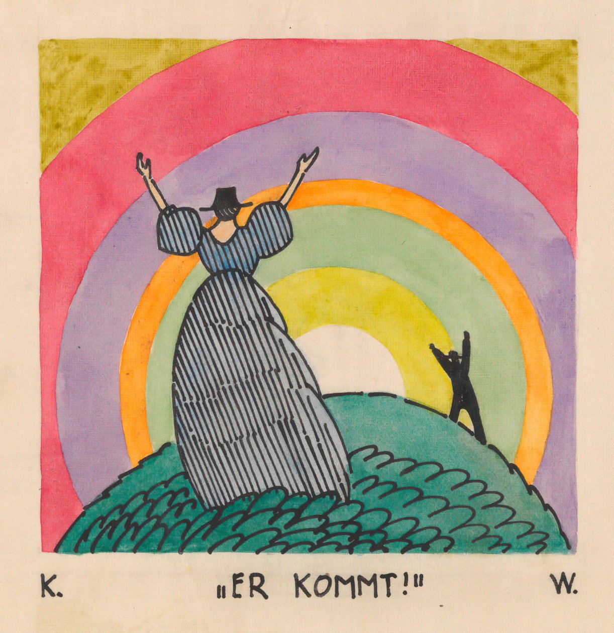 He Comes, ca. 1921 (gouache på papir) av Karl Wiener