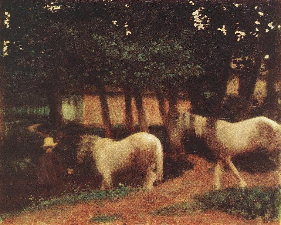 Kveldsstemning med hester av Károly Ferenczy