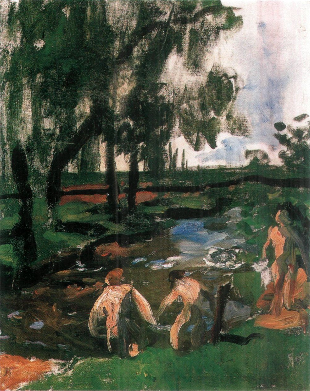 Summer Bathing Boys skisse av Károly Ferenczy