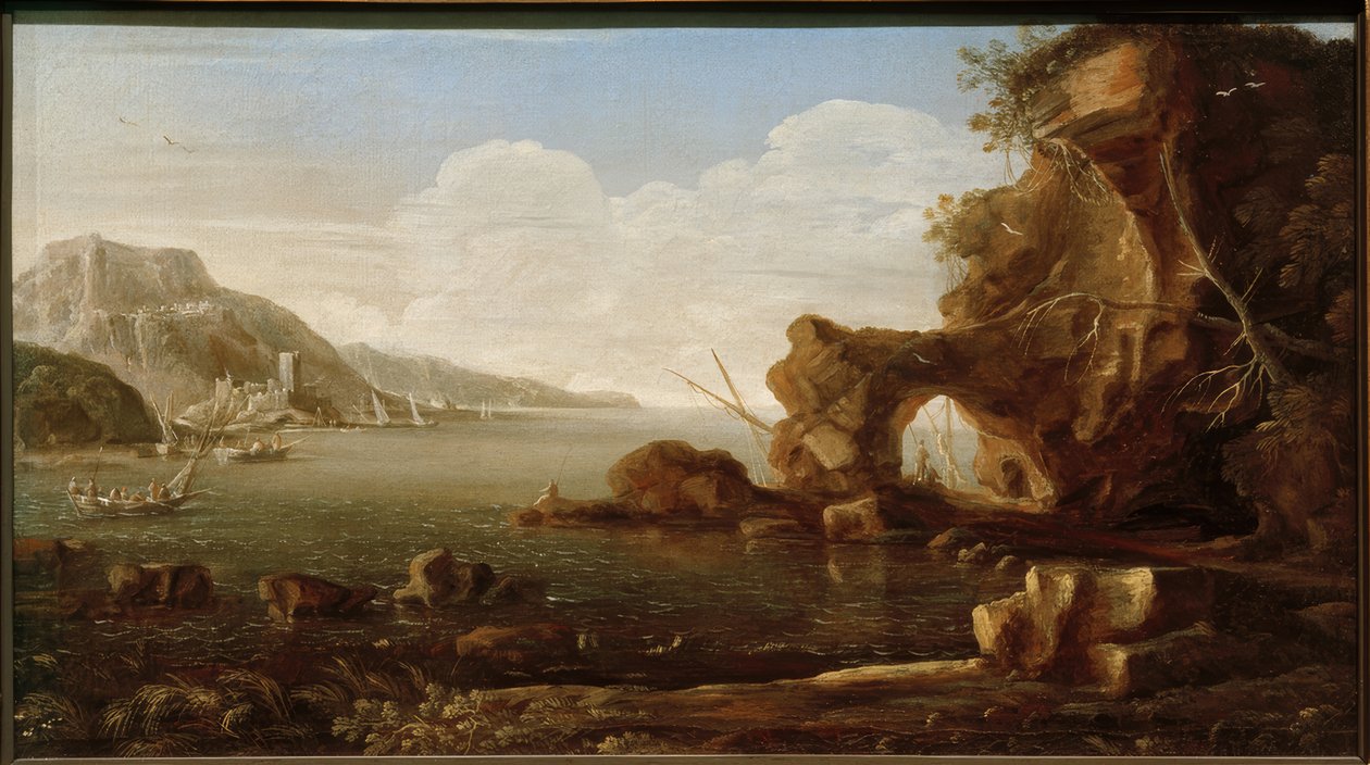 Middelhavet kystscene av Kaspar van Eyck