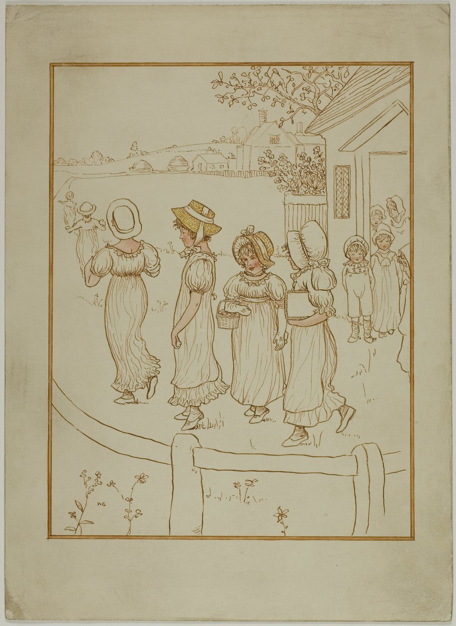 Jenter som går ned en bane av Kate Greenaway