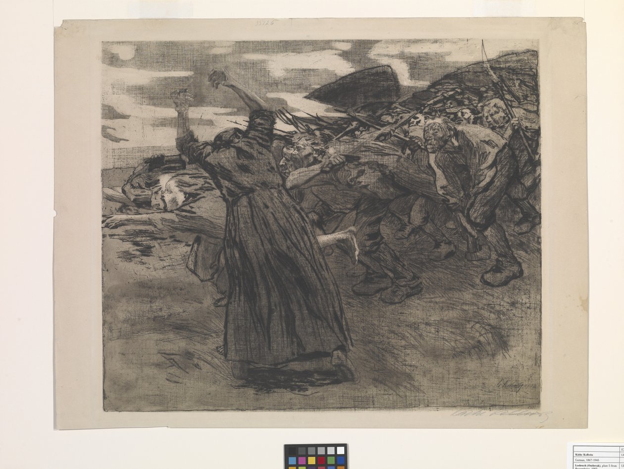 Losbruch (utbrudd) (etsing og mykmalt etsing) av Käthe Kollwitz