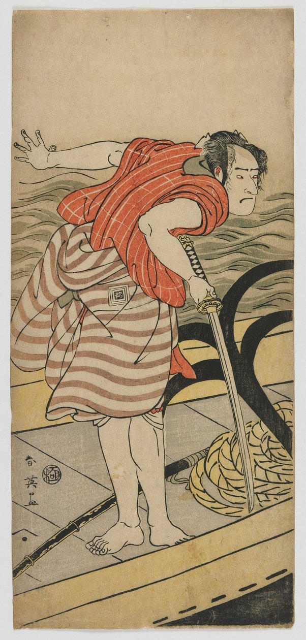 Skuespilleren Ichikawa Komazo III, Edo-perioden, ca. 1791 (treblokktrykk i farger) av Katsukawa Shun ei