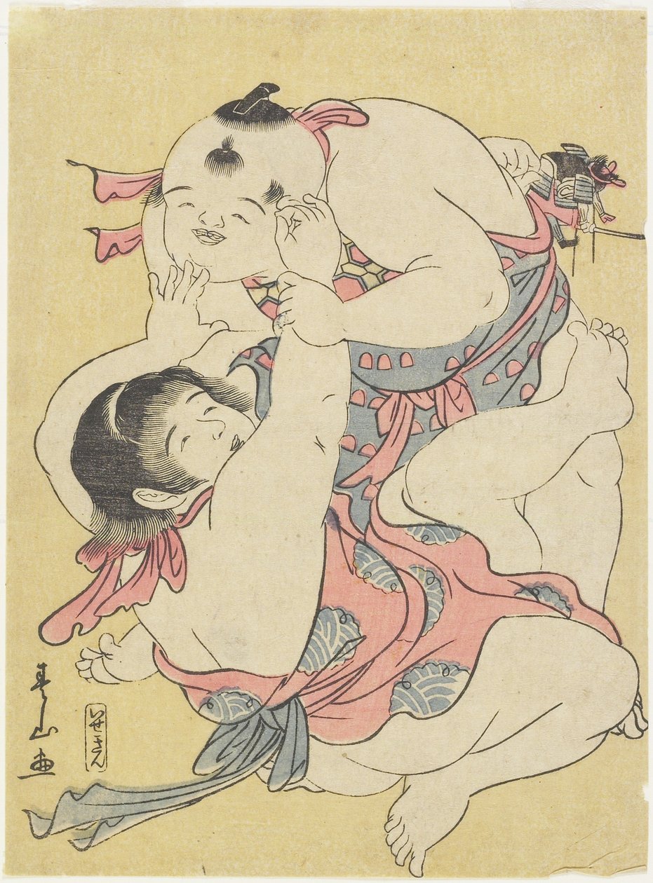 (Barnbryting) av Katsukawa Shunzan