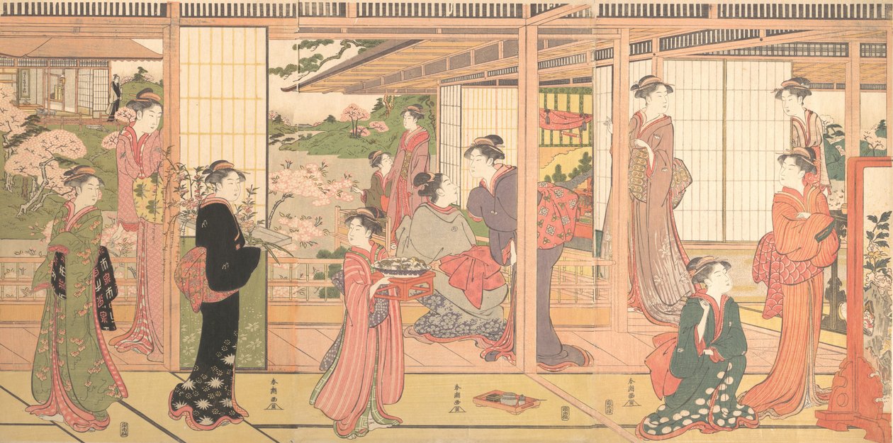 Mansion som åpner ut mot en hage, ca. 1786. av Katsukawa Shuncho
