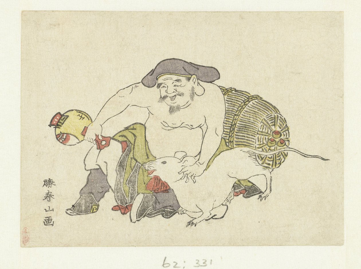 Daikoku og hans rotte av Katsukawa Shunzan