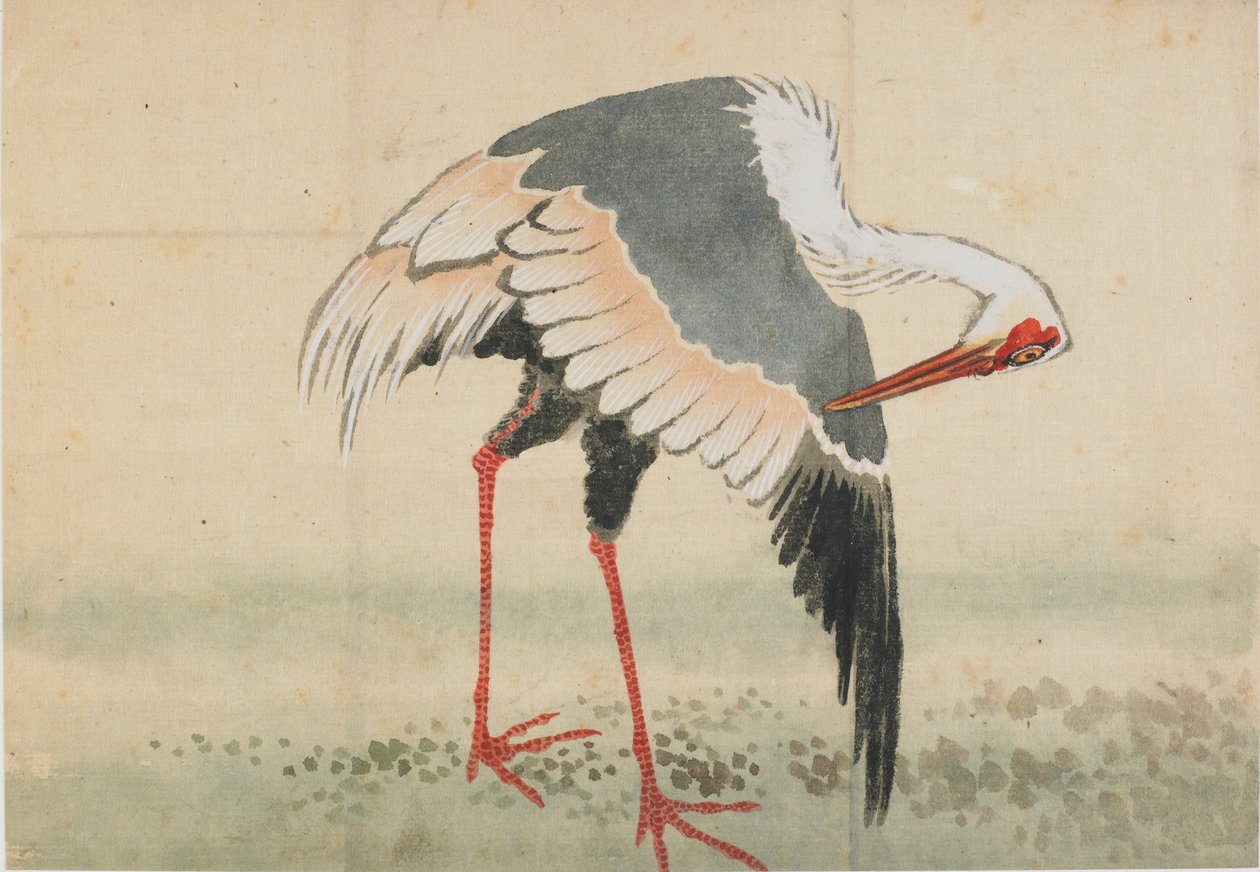 Crane, Edo-perioden, slutten av 1700-begynnelsen av 1800-tallet. av Katsushika Hokusai